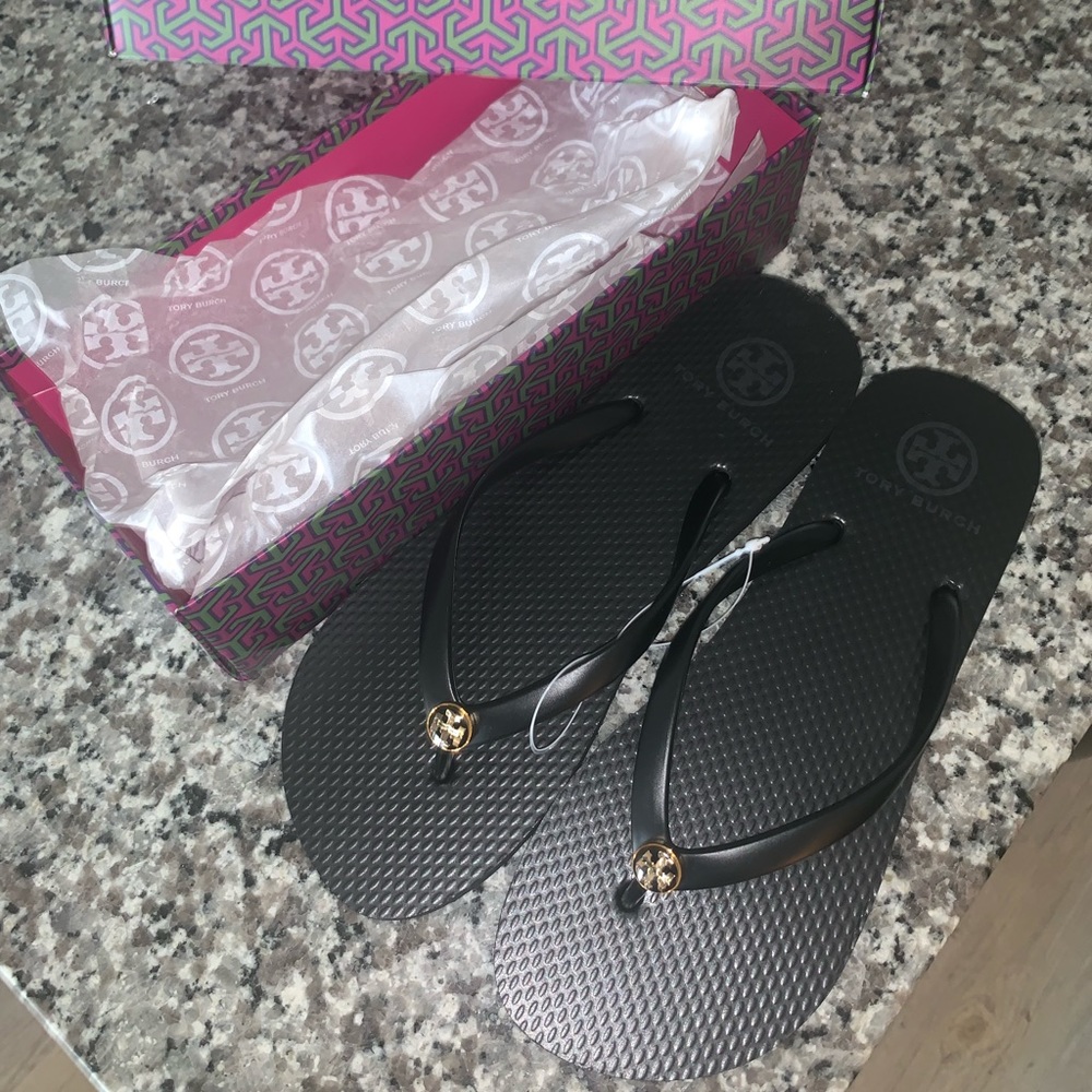 Black Tory Burch Flip Flops